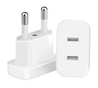 2 Pezzi Adattatore per Spina USA a Europeo,Adattatori da Viaggio USA a 2 Pin per Spina Europea/Tedesca, Adattatore da Viaggio America Italia,Adattatore US to EU, Bianco