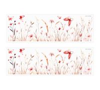 2 Pezzi Adesivi Murali Giardino Fiori,Adesivi da Parete Floreale Farfalle Estate Decorazione Murale,Sticker da Muro Floreale Removibili,Per Soggiorno Camera Letto Corridoio Divano,30 * 90 cm