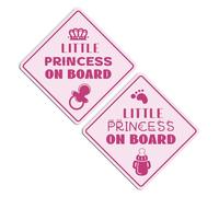 2 Pezzi Adesivi per Auto la Piccola Principessa a Bordo, 13x13cm Riflettenti Magnetici Adesivo Bimbo a Bordo per Auto Sicurezza Segnale di Avvertimento Accessori per Vari Veicoli (Rosa)