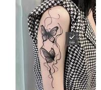 2 Pezzi Adesivi Per Tatuaggi Temporanei A Base Di Erbe Tatuaggio Finto Braccio Farfalla Linea Succo Donne E Uomini Semipermanenti Antiriflesso Impermeabile Durata 2 Settimane O Temporaneo