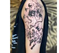 2 Pezzi Adesivi Per Tatuaggi Temporanei Tatuaggio Finto Volpe A Nove Code Grande Immagine Braccio Superiore Succo Femmina Maschio Semipermanente Antiriflesso Impermeabile Durata 2 Settimane