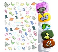2 pezzi Adesivi per unghie con decorazioni di dinosauri kawaii e animali, stile giapponese, design carino 3D, autoadesivi, decorazioni per manicure fai-da-te, accessori per unghie Animale,Geometrico,L