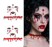 2 Pezzi Adesivi Viso Vampiro per Halloween, Accessori Adesivi Decorativi Viso, Gioielli Vampiro per Costumi di Halloween