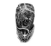 2 pezzi adesivo tatuaggio corpo Dio mostro Gesù, lupo, adesivo tatuaggio leone impermeabile braccio gambe posteriori for uomo donna coppia(010)