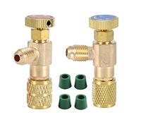 2 pezzi affidabili, 2 pezzi R410A R22 valvola di sicurezza liquido, rame aria condizionata, valvola refrigerante 1/4 di pollice con dadi rimovibili + refrigerante r410a r410a 410a valvola a sgancio