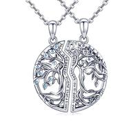 2 pezzi albero della vita collana sorelle per le donne, collana con ciondolo sorelle in argento sterling, 18" catena albero della vita zirconi gioielli dell'amicizia regali per le donne sorella