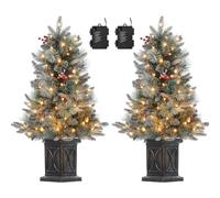 2 pezzi albero di Natale artificiale di alta qualità, 90 cm, con 78 LED bianco caldo, alimentato a batteria, albero di Natale artificiale con 8 modalità regolabili, albero di Natale con rami densi