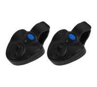 2 Pezzi Allarme Elettronico per Morso Pesci LED e Clip per Canna | Plastica Nera, Design Morsetto Antiscivolo, 3 Batterie Lr44, per Pesca Notturna e Barca