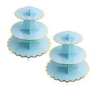 2 Pezzi Alzata per Cupcake Cartone 3 Piani, Supporti per Cupcake Supporto per Dessert Torte per Baby Shower, Compleanni, Feste (Blue)