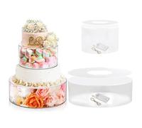 2 Pezzi Alzata per Torta in Acrilico Trasparente, 15 e 25cm Espositore per Torta con Luci LED, Alzatina per Torta Impilabile Riempibile Cilindro Alzata per Dolci per Compleanni, Matrimoni e Feste (B)