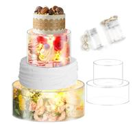 2 Pezzi Alzata per Torta in Acrilico Trasparente, 15 e 25cm Espositore per Torta con Luci LED, Alzatina per Torta Impilabile Riempibile Cilindro Alzata per Dolci per Compleanni, Matrimoni e Feste (A)