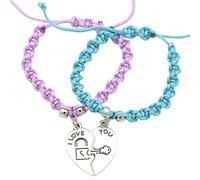 2 Pezzi Amanti Unisex Gioielli Coppia Braccialetti Intrecciati Ciondolo Cuore Spezzato Ciondolo Madre Figlia Donne Amore Regalo Elegante e Popolare Lovely And Attractive