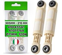 2 Pezzi Ammortizzatori Lavatrice 120N Ø11 mm 185/265 mm con Codice Originale 41017168 41017170 per Candy per Haier per Hoover - Garanzia di 5 Anni - MADE IN ITALY - ONIX TECH
