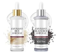 2 pezzi ampolla esfoliante di riso bianco e nero, soluzione esfoliante duo ampolla di riso, morbido per viso e corpo, bianco e nero per tutti i tipi di pelle