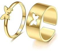 2 Pezzi Anelli a Farfalla per Le Donne, Pinky promessa Anelli abbinati per Le Coppie, Anello a Farfalla Anelli delicati alla Moda Gioielli a Farfalla per Ragazze Adolescenti Lovely And Practical