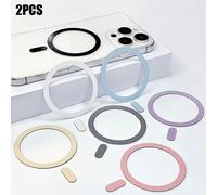 2 pezzi Anelli magnetici in ferro dipinto per ricarica senza fili, accessori supporto magnetico adesivo per telefono universale con magnete separato, forza magnetica potenziata, design sottile senza t