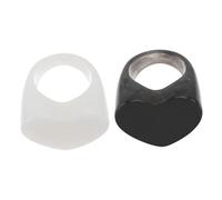 2 pezzi anello set di anelli abbinati anelli larghi anelli colorati anelli amorli anelli di gioielli per coppia anello di costume arredamento accessorio ad anello di dita di dito bianco acrilico