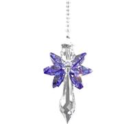 2 Pezzi Angelo Custode in Cristallo da Appendere, Ciondolo per Auto per Specchietto Retrovisore Auto - Regalo di Decorazione per Casa E Ufficio con Fiori di Cristallo Colorati, Crystal Purple