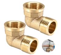 2 pezzi angolo in ottone 90°, 1/2" IG/AG, 90 gradi in ottone, arco DN15, filettatura interna da 1/2" x filettatura esterna per sanitari, angolo di collegamento