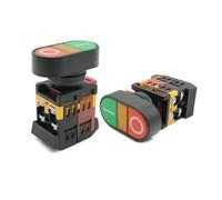 2 pezzi APBB 22mm 25mm 220V AC ON/OFF Start Stop 1 NO NC 2 pulsanti 22N interruttore a pulsante momentaneo a doppia testa con luce gialla a LED(380V)
