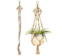 2 Pezzi Appendiabiti per Piante in macramè, Cesto per Piante in Tessuto Appeso Cesto di Fiori di Fiori Corda di Canapa Sospesa per Decorazione del Giardino di Casa