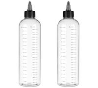 2 pezzi applicatore olio per capelli, 500 ml, in plastica, per tinture per capelli, bottiglia trasparente, dosatore per capelli, con punta girevole e scala proporzionale per parrucchiere e cura dei