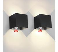 2 Pezzi Applique da Esterno con Sensore di Movimento LED Cubo IP65 Impermeabile Applique da parete Interno 6W 4000K Lampada da Esterno Moderne Quadrata Angolo del Fascio Regolabile Nero