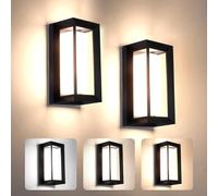 2 Pezzi Applique da Esterno LED 24W 3 Colori Regolabile Lampada da Parete Esterni IP65 Impermeabile Applique a Parete Nero Rettangolo Alluminio Per Cortili Giardini Portici Parchi Balconi