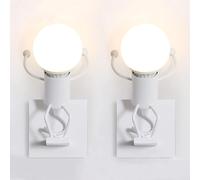 2 PEZZI Applique da Parete Attacco E27 Omino in Salto Portalampada Interno IP20