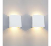 2 Pezzi Applique Da Parete Esterno LED Lampada Da Parete Interno Moderno Bianco,