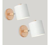 2 Pezzi Applique da Parete Interni E27 Lampada da Parete Legno Regolabile