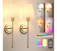 2 Pezzi Applique da Parete Interno,6000 mAH Applique Senza Fili,Lampada da Parete a batteria Ricaricabile USB,Lampada da Muro Dimmerabile con Telecomando per Camera da Letto Soggiorno Corridoio,Oro