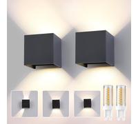 2 Pezzi Applique da Parete Interno/Esterno G9 LED Antracite Cubo IP65 Impermeabile Lampada da Esterno Parete 4000K Bianco Naturale Quadrata Alluminio Angolo del Fascio Lampadine Sostituibile Applique