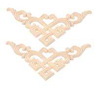 2 Pezzi Applique in Legno Intagliate Classiche per Mobili e Tavoli | Legno Grezzo Non Verniciato, Stile Classico Europeo, per Fai su Arredi e Superfici