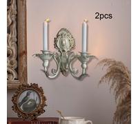 2 Pezzi Applique Porta Candela Da Parete Vintage Ferro Rustico Decorativo Nordic