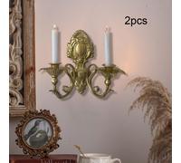 2 Pezzi Applique Portacandele Da Parete Supporto Candela Ferro Battuto Vintage