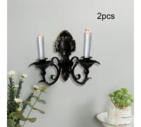 2 Pezzi Applique Portacandele Da Parete Supporto Candela Ferro Battuto Vintage