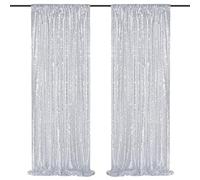 2 pezzi argento paillettes tenda 0,6 m x 2,4 m sfondo glitter matrimonio partito stage fotografia sfondo scintillante sfondo per la decorazione di Natale