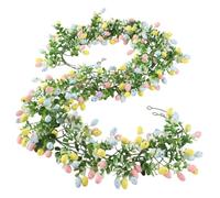 2 Pezzi Artificial Spring Easter Egg Garland Decorations - Realistic Greenery | Colorful Decorative Hanging Ornament for Doorway Banister Porch Pillar Dining Room and Festive Farmhouse Style A