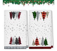 2 Pezzi Asciugamani Cucina Natale Strofinacci Cucina 45*66cm Strofinacci da Cucina Burrazzi da Cucina Assorbenti e Resistenti Christmas Tea Towels Asciugamano Natalizio (Albero di Natale)