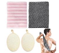 2 Pezzi Asciugamani Da Bagno Rettangolari E 2 Pezzi Salviettine Da Bagno, Strumenti Per La Pulizia Del Corpo, Accessori Per Il Bagno, Scrubber Posteriore.