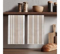 2 pezzi Asciugamani da cucina a righe geometriche stampate colore tè al latte 15.75*23.62in(40*60cm) Materiale in poliestere a fibra ultra-fine Moderni morbidi panni da cucina, Asciugamani da cucina,