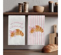 2 pezzi Asciugamani da cucina con fiocco a righe rosa 40*60cm/45*70cm in microfibra ultra fine, moderni e morbidi, asciugamani da mano, decorazione per la casa, decorazione per la cucina, accessori pe