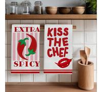 2 pezzi Asciugamani da cucina, motivo a strisce rosse e peperoncino, 40*60cm, asciugamani rettangolari moderni e minimalisti in fibra super morbida, panni da cucina, asciugamani da bagno, decorazione 