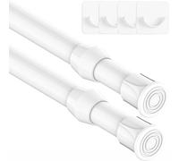2 pezzi Asta di bloccaggio per tende, telescopica per il bloccaggio di tensionamento senza perforazione per tende estensibile - Bianco, 18-27CM (diametro 13mm)