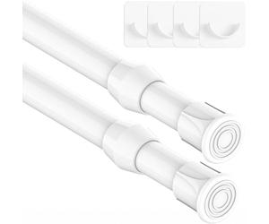 2 pezzi Asta di bloccaggio per tende, telescopica per il bloccaggio di tensionamento senza perforazione per tende estensibile - Bianco, 18-27CM (diametro 13mm)