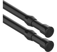 2 Pezzi Asta Telescopica Doccia Bacchette Tende a Molla Allungabili con Staffa per Armadio Libreria Bagno（30-45cm,Nero)