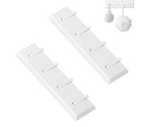 2 Pezzi Attaccapanni da Porta, Ganci da Parete Autoadesivi, Appendiabiti da Parete, con 4 Ganci Retrattili, Non è Necessario Praticare Fori, Facile da Installare, per Camera Bagno Cucina(Bianco)