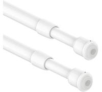 2 Pezzi Bacchette per tende a vetro senza forare, bastone tenda a pressione estendibile asta per tende con molla a pressione bastoni per tende a pressione, diametro 10mm, 60-80cm(Bianco)