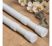 2 Pezzi Bacchette Tende a Molla Asta Telescopica Doccia non è Necessario Forare con Staffa per Armadio Libreria Bagno （100-180cm,Bianco)